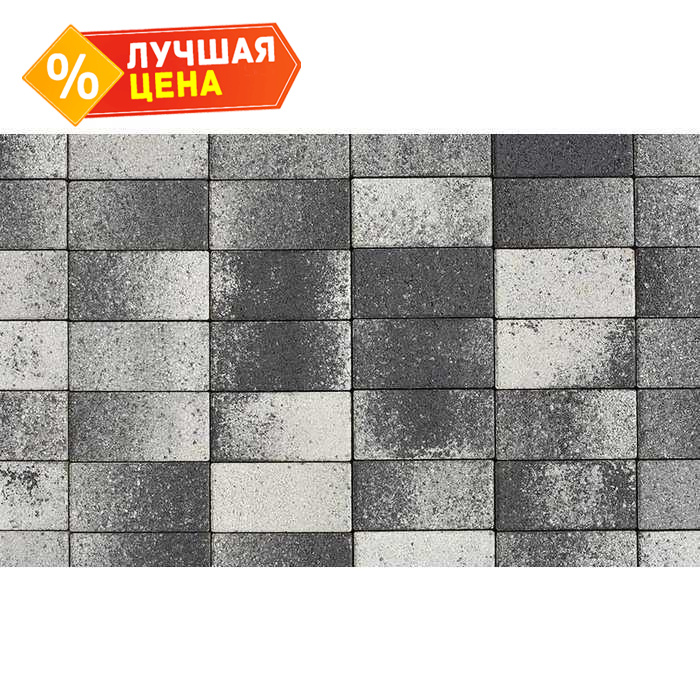 Плитка тротуарная Прямоугольник (Ла-Линия) Б.2.П.8 Листопад гранит Антрацит 200x100x80 мм