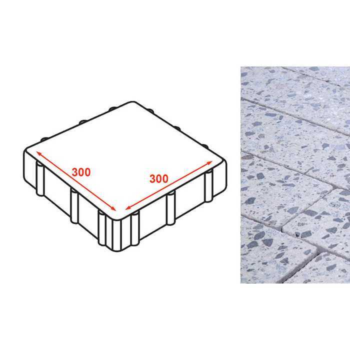 Плита тротуарная Готика Granite FINERRO, Грис Парга 300x300x80 мм